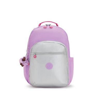 Kipling Seoul Large Iconic 15" Laptop Backpacks Purple Candy Block | AU 1834PJ